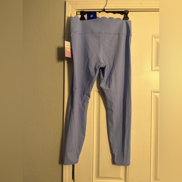 JoyLab Blue Scallop Leggings with White Trim - Picture 5 of 6